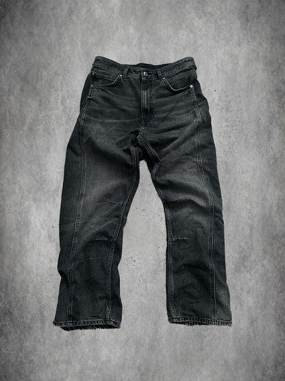 Washed Baggy Fit Dark Grey Jeans