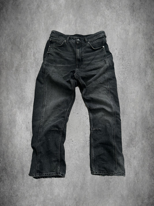 Washed Baggy Fit Dark Grey Jeans