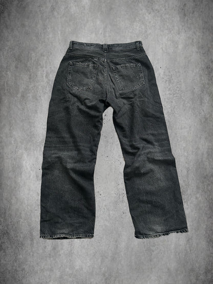 Washed Baggy Fit Dark Grey Jeans