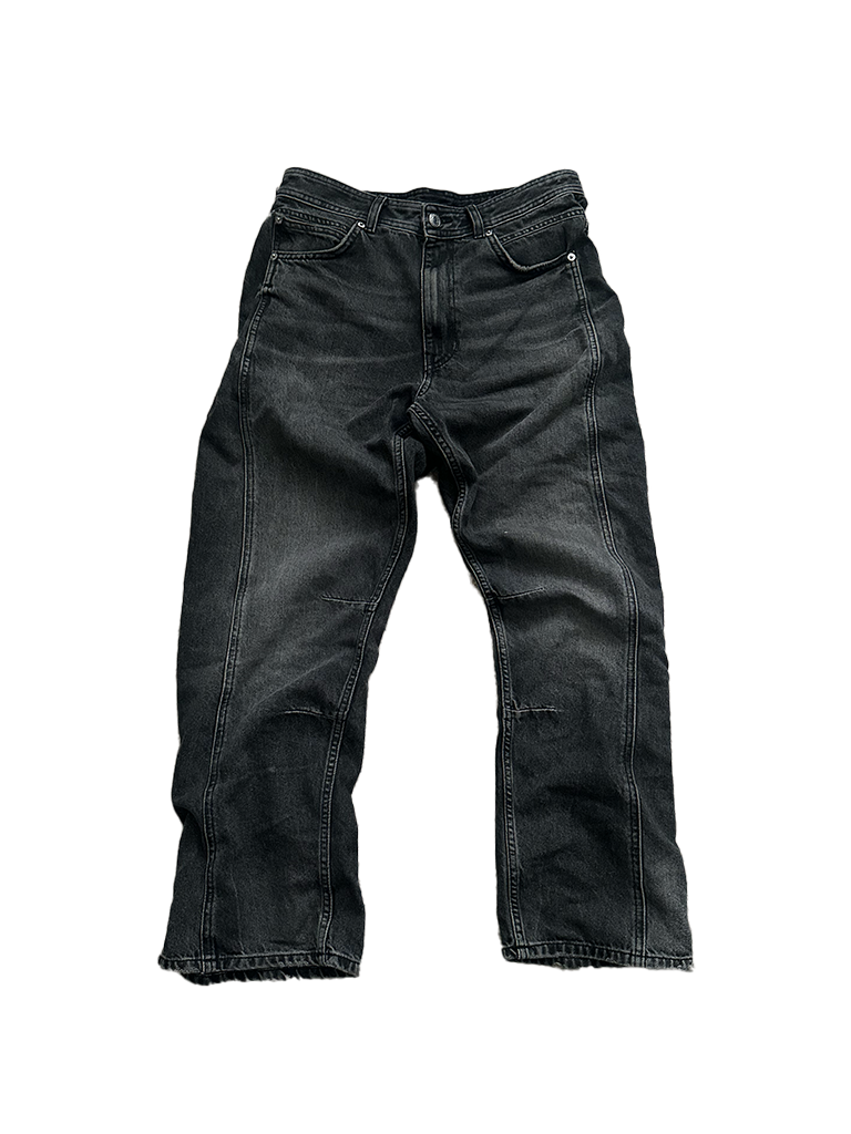 Washed Baggy Fit Dark Grey Jeans