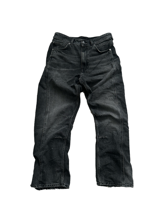Washed Baggy Fit Dark Grey Jeans