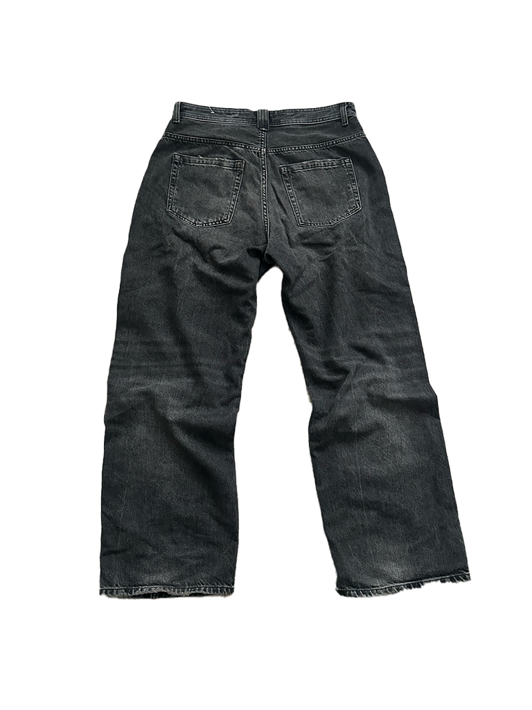 Washed Baggy Fit Dark Grey Jeans