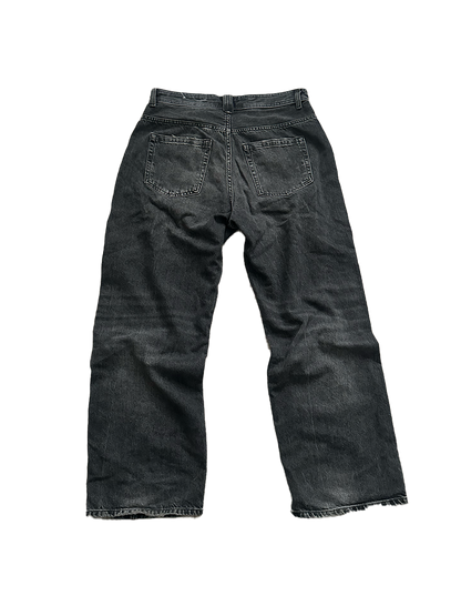 Washed Baggy Fit Dark Grey Jeans